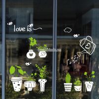 Decal dán tường 8 chậu cây xanh 2