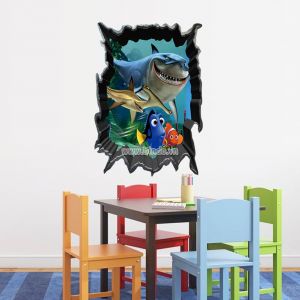 Decal dán tường Decal dán tường cá nemo và bạn 3d, chi tiết rời, phòng bé, cao cấp TPHCM
