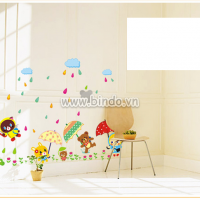 Decal dán tường Thú đi mưa size to