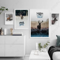 Tranh bộ tứ nai trên đồng cỏ