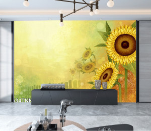 Tranh dán tường  phong cảnh hoa hướng dương vàng