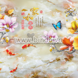 Tranh ngọc cứu ngư và hoa sứ đủ màu