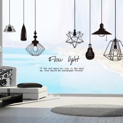 Decal dán tường Dây bóng đèn đen 4