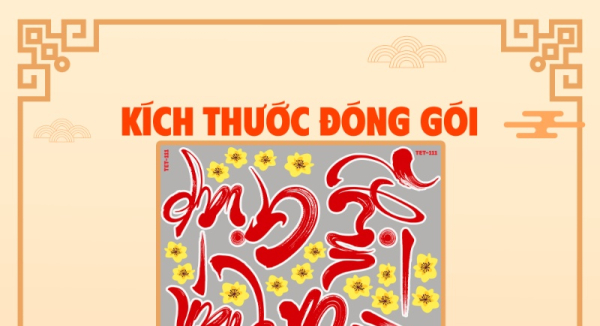 Decal chữ mừng xuân giáp thìn màu đỏ