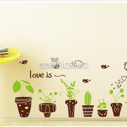 Decal dán tường 8 chậu cây xanh 1