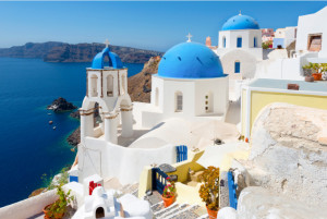 Tranh thành phố biển Santorini