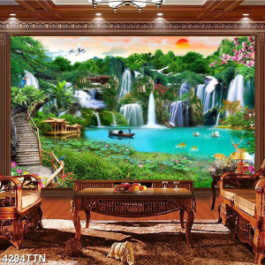 Tranh thác nước và ngôi nhà sàn Tranh thác nước và ngôi nhà sàn