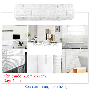 Decal dán tường Xốp dán tường màu trắng dày 4mm (70cm x 77cm)