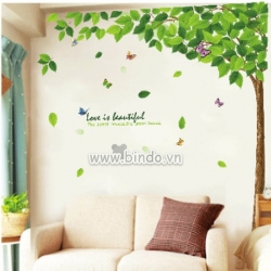 Decal dán tường Cây xanh lá