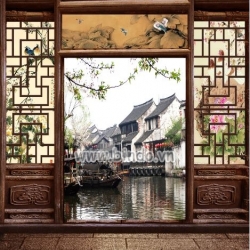 Cửa sổ thuyền trên sông (khổ dọc)