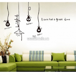 Decal dán tường Dây bóng đèn đen