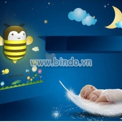 Decal dán tường Đèn ngủ ong vàng