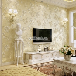 Giấy dán tường 3d họa tiết hoa vàng