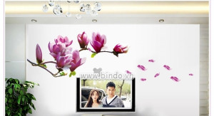 Decal hoa mộc lan, dán theo sở thích, trang trí phòng khách, khổ lớn 1,8 x 0,6 (m) (dài x rộng)