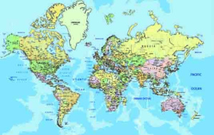 Tranh bản đồ thế giới nhiều màu