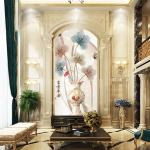 Tranh bình hoa sen nghệ thuật khổ dọc dán tường spa, nail, nhà hàng đẹp Tranh bình hoa sen nghệ thuật khổ dọc dán tường spa, nail, nhà hàng đẹp