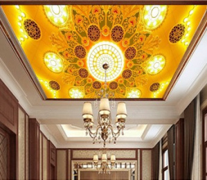 Tranh dán trần hoa văn vàng  Tranh dán trần hoa văn vàng