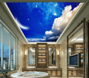 Tranh dán trần  bầu trời đêm trăng Tranh dán trần  bầu trời đêm trăng
