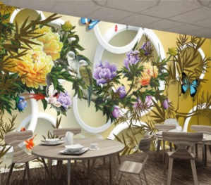 Tranh 3d hoa mẫu đơn và bướm xinh Tranh 3d hoa mẫu đơn và bướm xinh