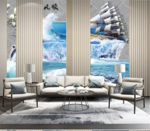 Tranh 3d thuyền và biển Tranh 3d thuyền và biển