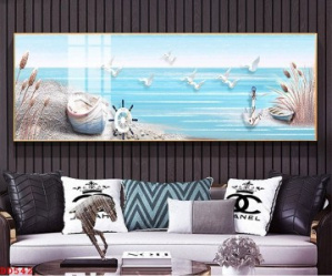 Tranh cảnh biển chiếc thuyền trên bải cát vắng Tranh cảnh biển chiếc thuyền trên bải cát vắng