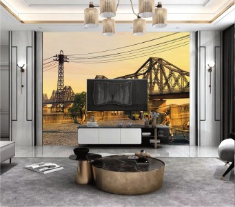 Tranh Hà Nội cầu Long Biên xưa Tranh Hà Nội cầu Long Biên xưa