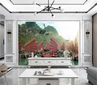 Tranh Hà Nội thuyền xưa Tranh Hà Nội thuyền xưa