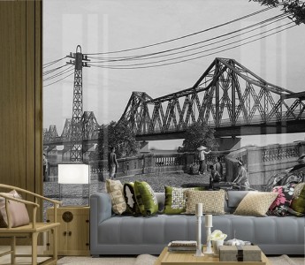 Tranh Hà Nội xưa cầu Long Biên 1 Tranh Hà Nội xưa cầu Long Biên 1