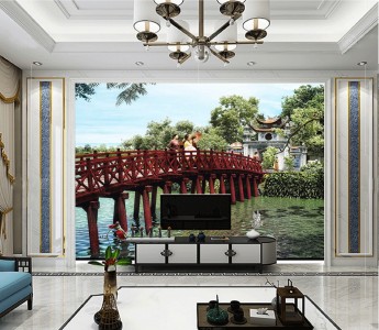 Tranh Hà Nội xưa cầu Thuê Thúc Tranh Hà Nội xưa cầu Thuê Thúc