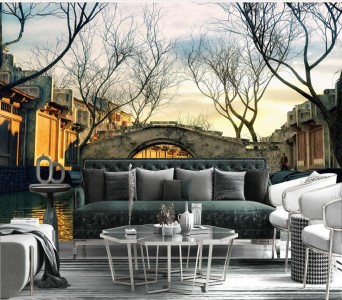 Tranh Hà Nội xưa cây cầu cổ xưa Tranh Hà Nội xưa cây cầu cổ xưa