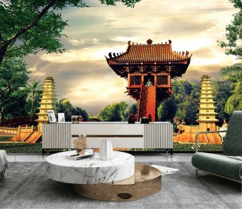 Tranh Hà Nội xưa chùa cổ Tranh Hà Nội xưa chùa cổ