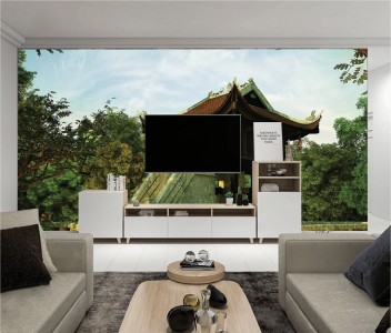 Tranh Hà Nội xưa chùa Một Cột Tranh Hà Nội xưa chùa Một Cột