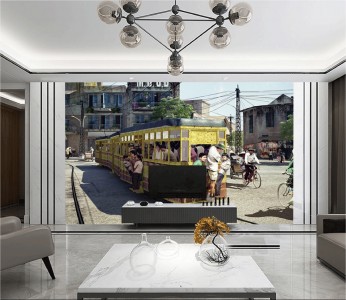 Tranh Hà Nội xưa chuyến xe khách  Tranh Hà Nội xưa chuyến xe khách