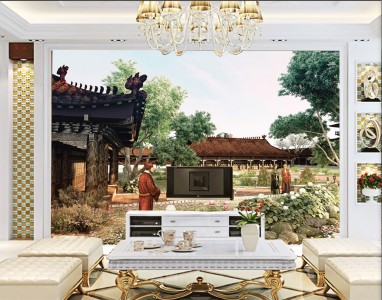 Tranh Hà Nội xưa đi dạo trong vườn Tranh Hà Nội xưa đi dạo trong vườn