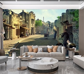 Tranh Hà Nội xưa phố xá đường làng Tranh Hà Nội xưa phố xá đường làng