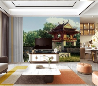 Tranh Hà Nội xưa Văn Miếu  Tranh Hà Nội xưa Văn Miếu