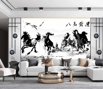 Tranh mã đáo thành công 8 con ngựa đen Tranh mã đáo thành công 8 con ngựa đen