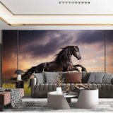 Tranh mã đáo thành công chú ngựa nâu phí trên đồng cò Tranh mã đáo thành công chú ngựa nâu phí trên đồng cò