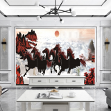 Tranh mã đáo thành công đàn ngựa nâu Tranh mã đáo thành công đàn ngựa nâu