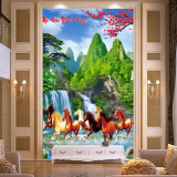 Tranh mã đáo thành công đàn ngựa và núi xanh Tranh mã đáo thành công đàn ngựa và núi xanh