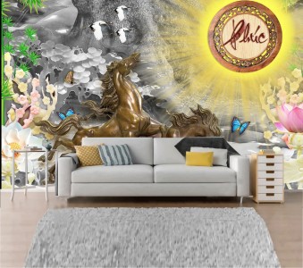 Tranh mã đáo thành công đôi ngựa và chữ Phúc Tranh mã đáo thành công đôi ngựa và chữ Phúc