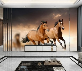 Tranh mã đáo thành công song mã vàng đang phi Tranh mã đáo thành công song mã vàng đang phi