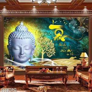 Tranh dán tường phật giáo khuôn mặt Đức Phật 2