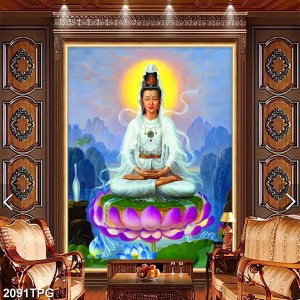 Tranh phật giáo Quan Thế Âm ngồi trên hoa sen Tranh phật giáo Quan Thế Âm ngồi trên hoa sen