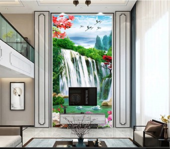 Tranh thác nước và đôi thiên nga Tranh thác nước và đôi thiên nga