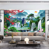 Tranh thác nước và hoa sen Tranh thác nước và hoa sen
