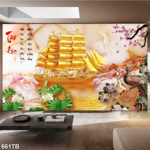 Tranh thuận buồm xuôi gió màu vàng đôi công và hoa sen hợp mệnh, thi công tận nơi TPHCM Tranh thuận buồm xuôi gió màu vàng đôi công và hoa sen hợp mệnh, thi công tận nơi TPHCM