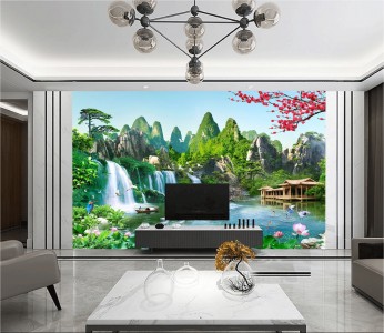 Tranh thủy mặc ,sơn thủy đôi cò và hoa sen Tranh thủy mặc ,sơn thủy đôi cò và hoa sen