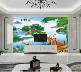 Tranh thủy mặc ,sơn thủy hoa sen và dòng sông Tranh thủy mặc ,sơn thủy hoa sen và dòng sông