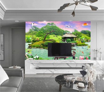 Tranh thủy mặc ,sơn thủy ngôi nhà ven sông chiều quê thơ mọng Tranh thủy mặc ,sơn thủy ngôi nhà ven sông chiều quê thơ mọng